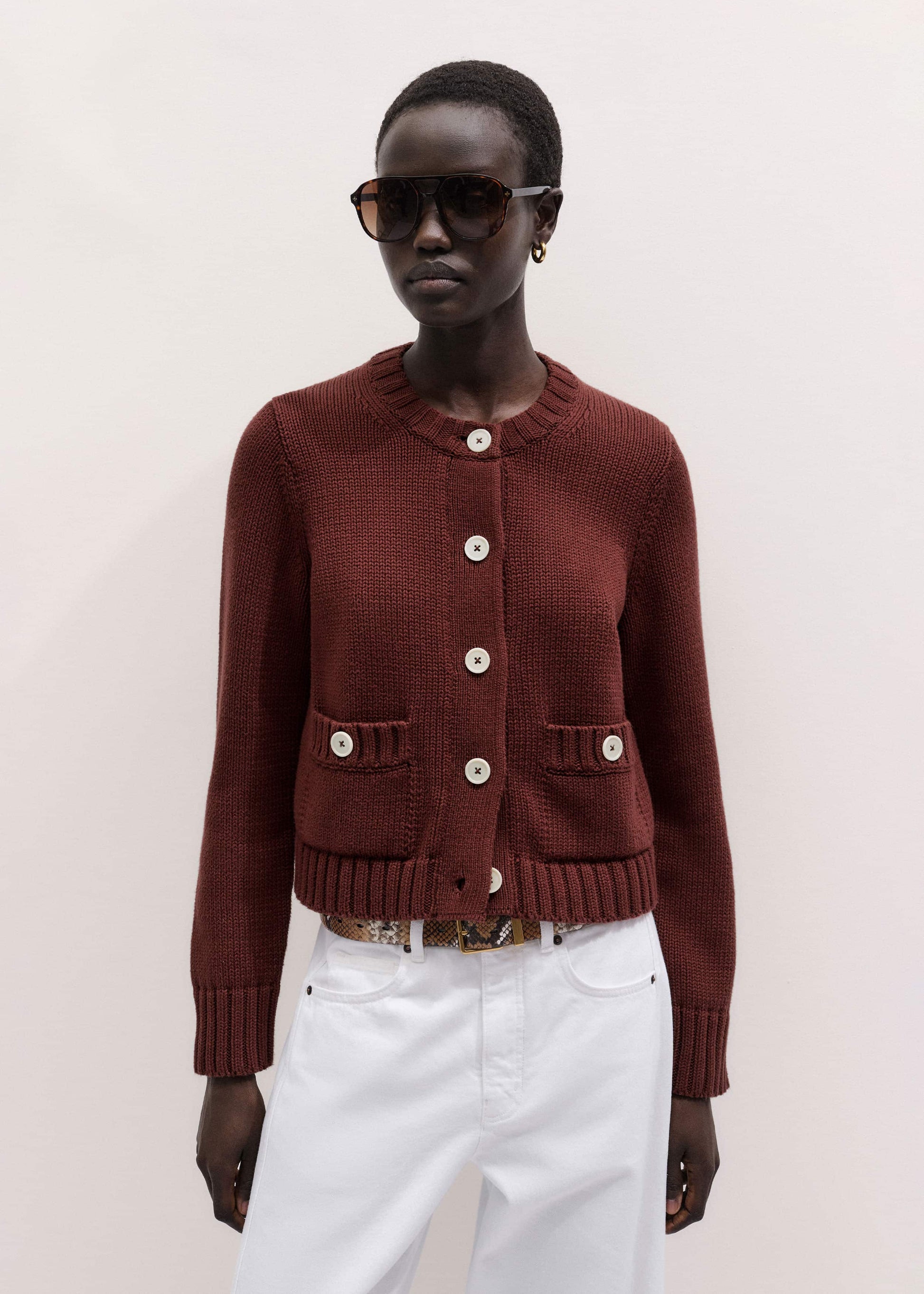 Cinnamon Straight Crop Cardigan