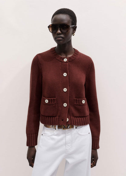 Cinnamon Straight Crop Cardigan