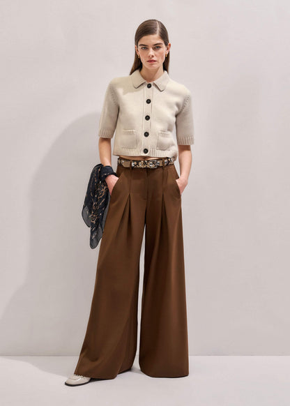Cream Merino Cashmere Cropped Knit Jacket