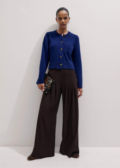 Blue Button-Through Straight Cardigan