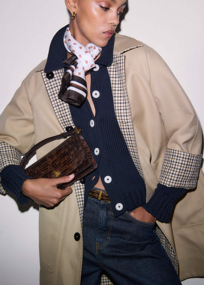 Navy Slim Collared Cardigan