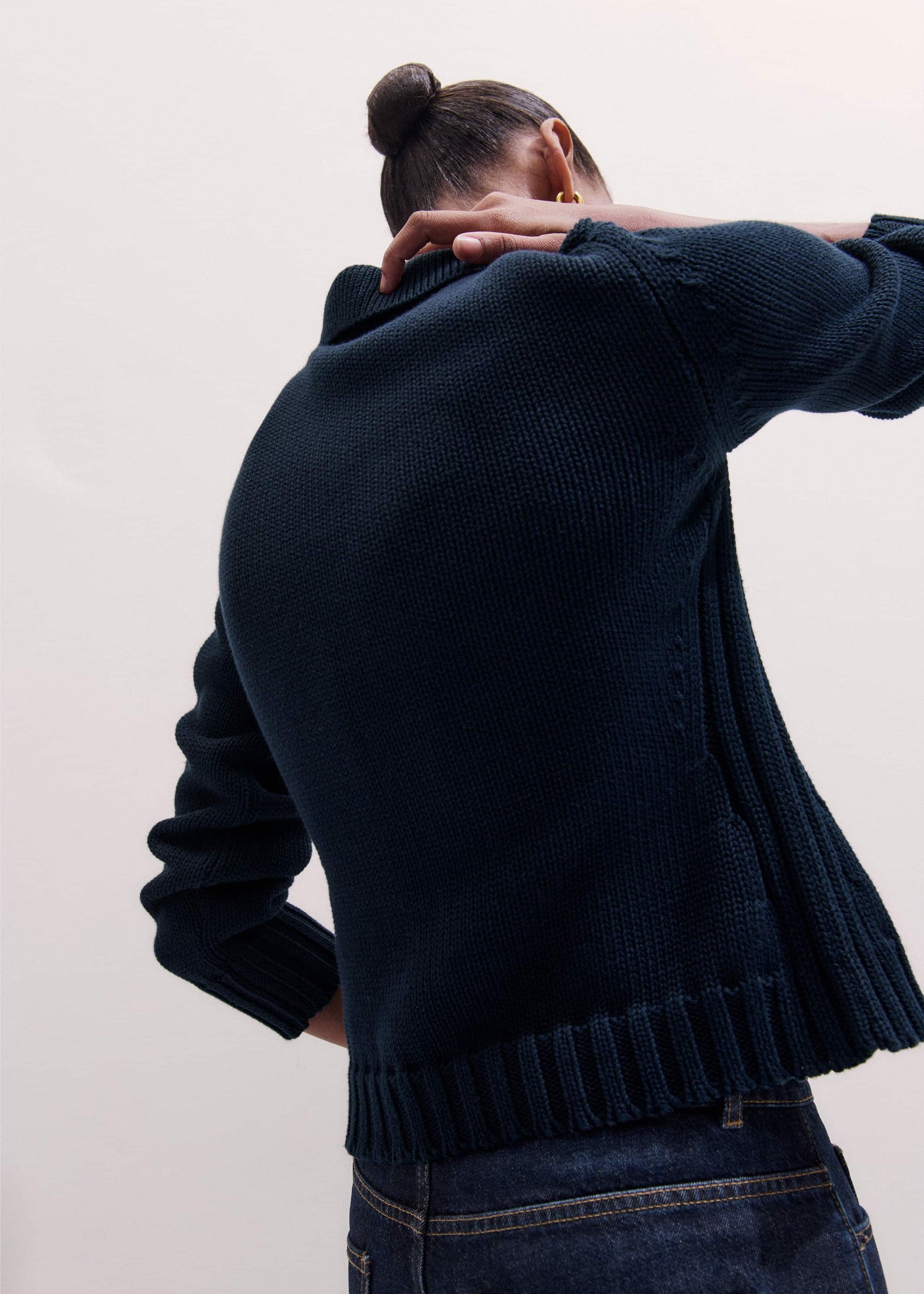 Navy Slim Collared Cardigan