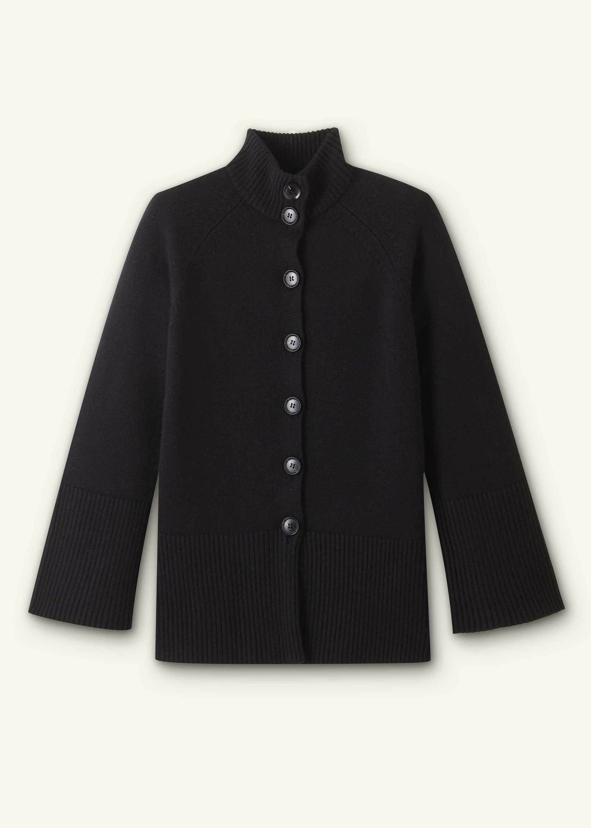 Black Button-Through Longline Cardigan