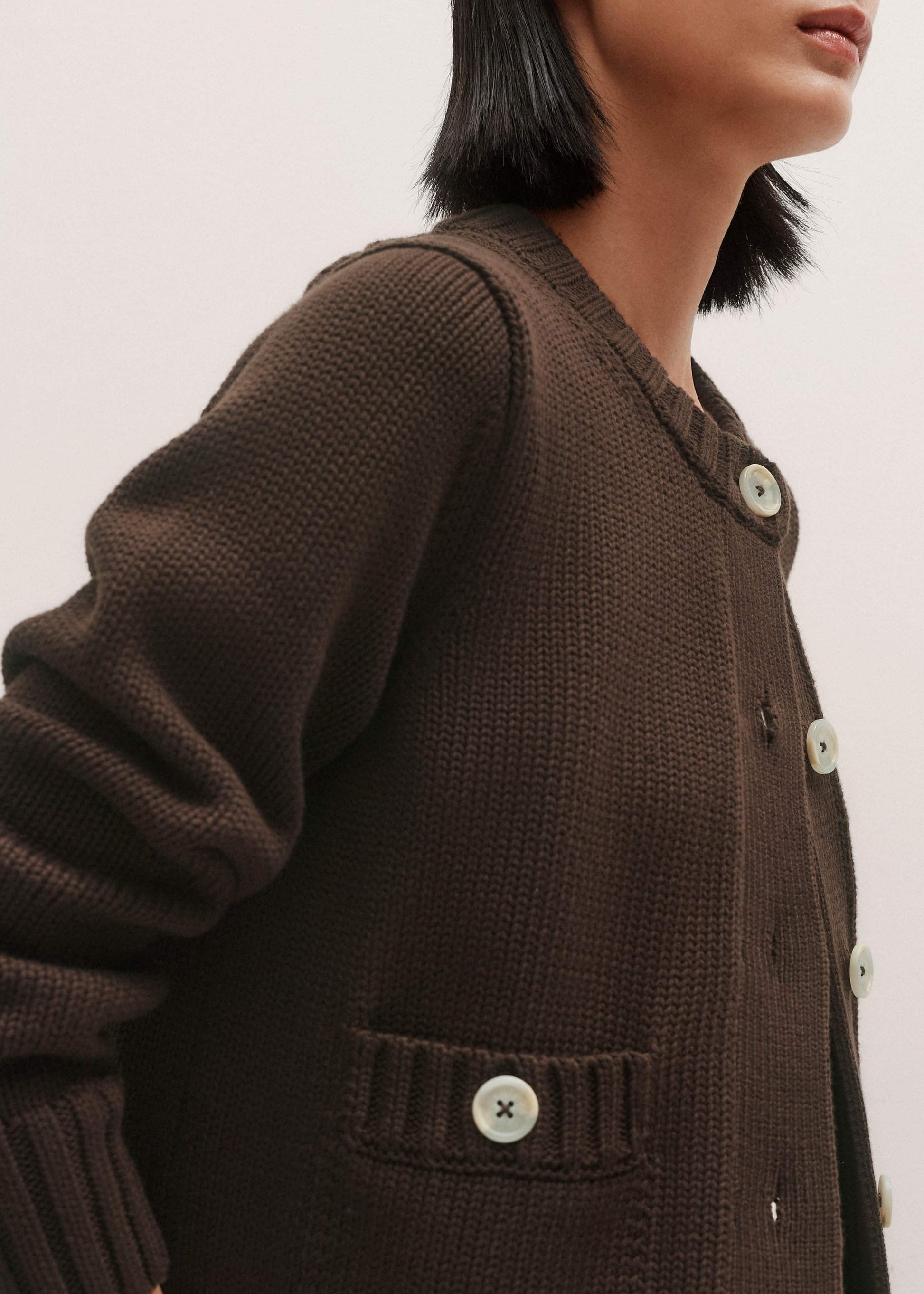 Brown Crop Cardigan