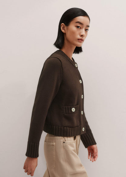 Brown Crop Cardigan