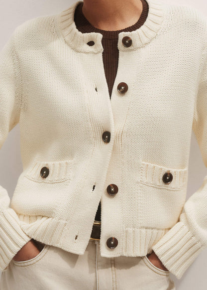 Cream Bracelet Sleeve Cropped Cardigan