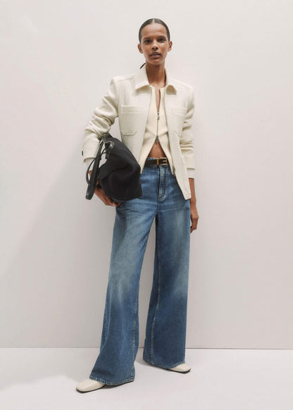 Cream Milano Knit Two-Way Zip Cardigan