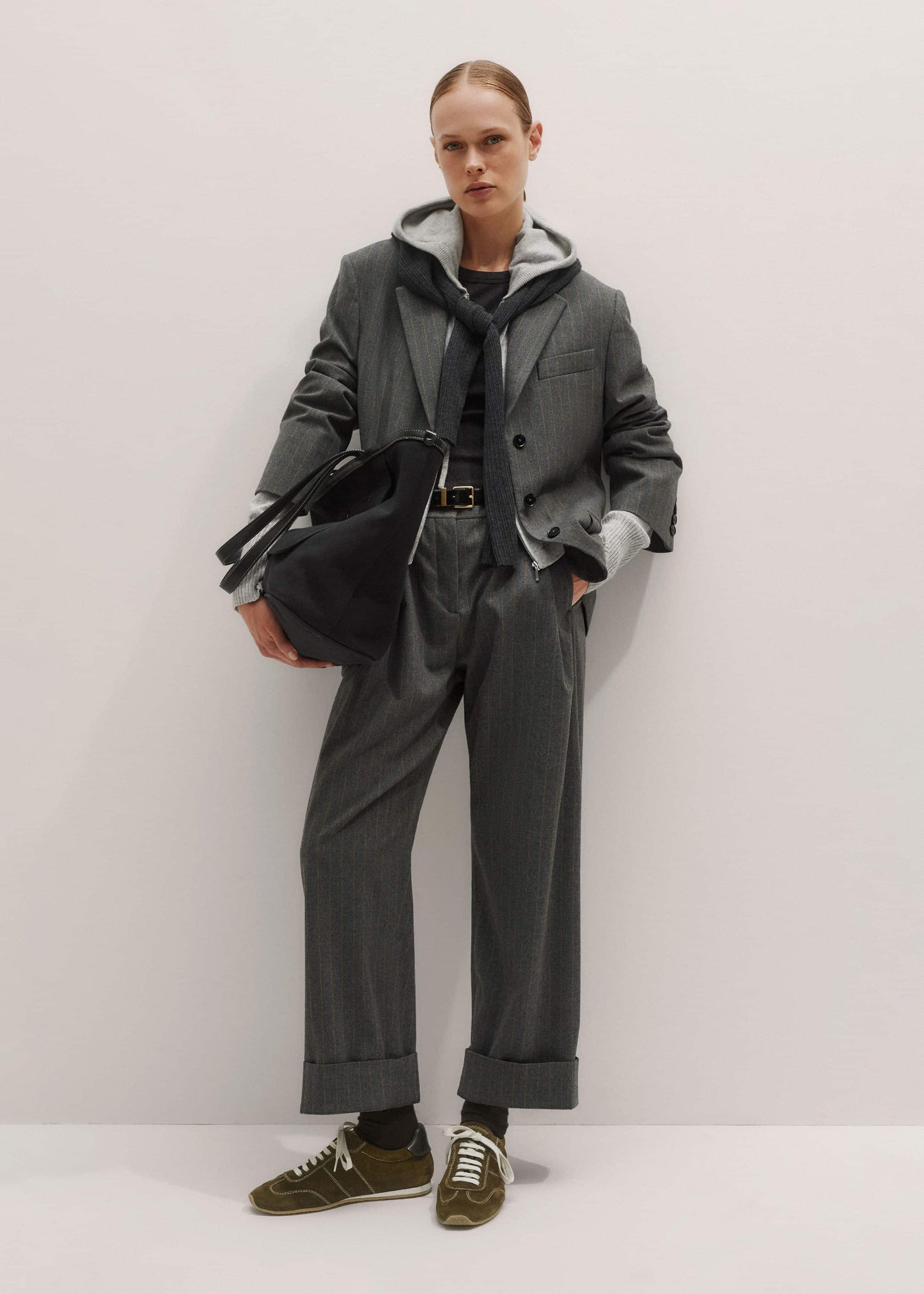 Silver Gray Mélange Cashmere Relaxed Fit Box Zip Hoodie