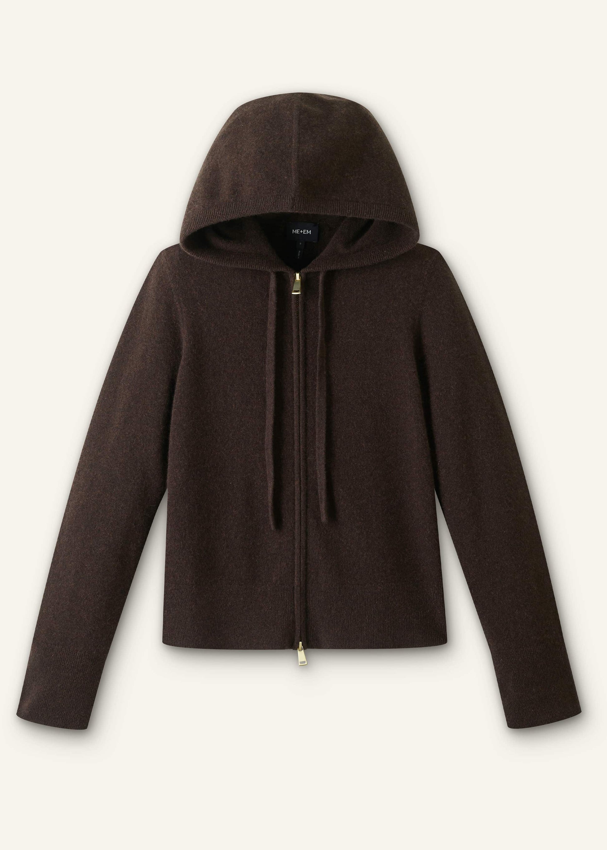 Brown Cashmere Two Way Zip Straight Hoodie