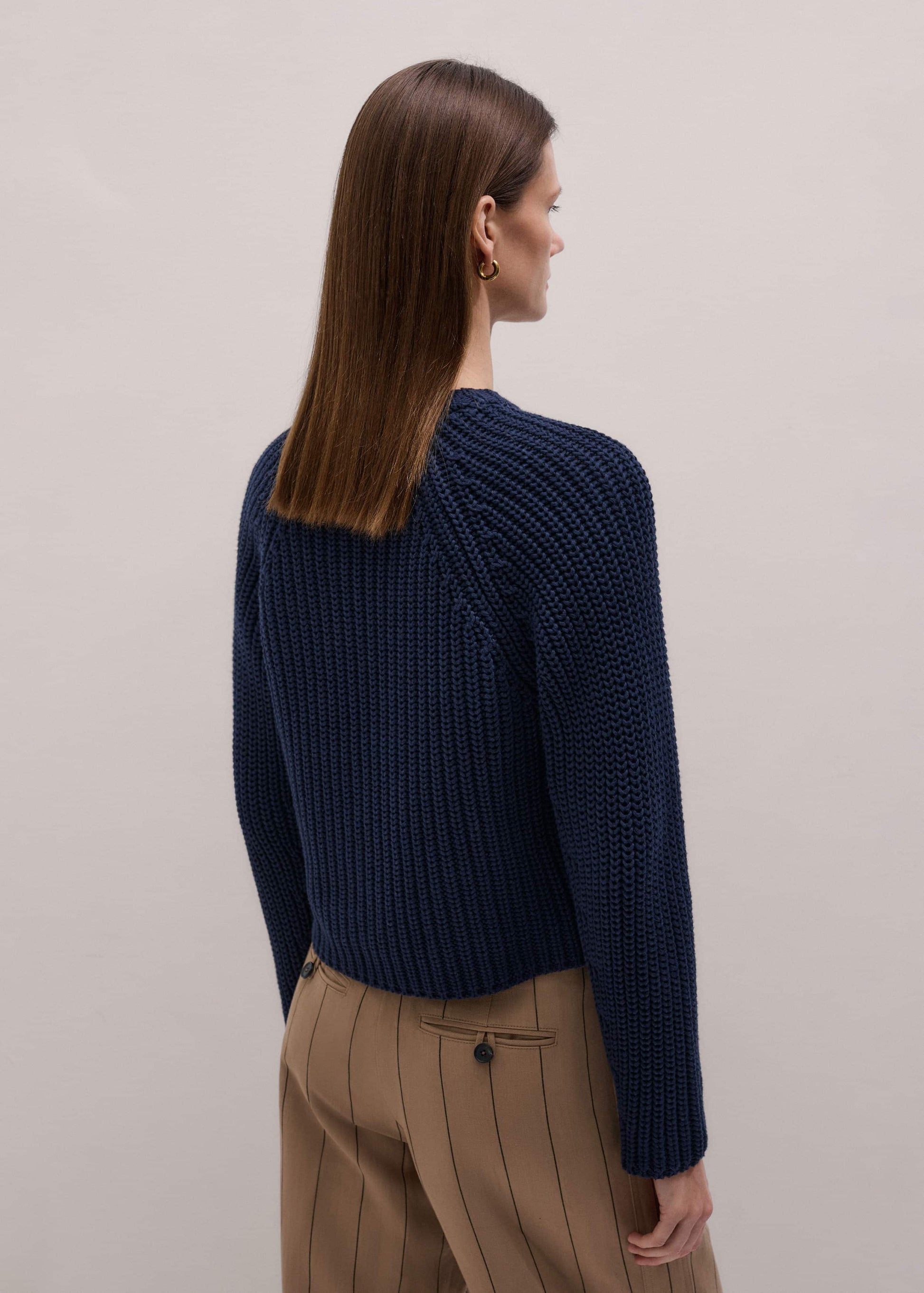 Navy Chunky Cotton Raglan Sweater