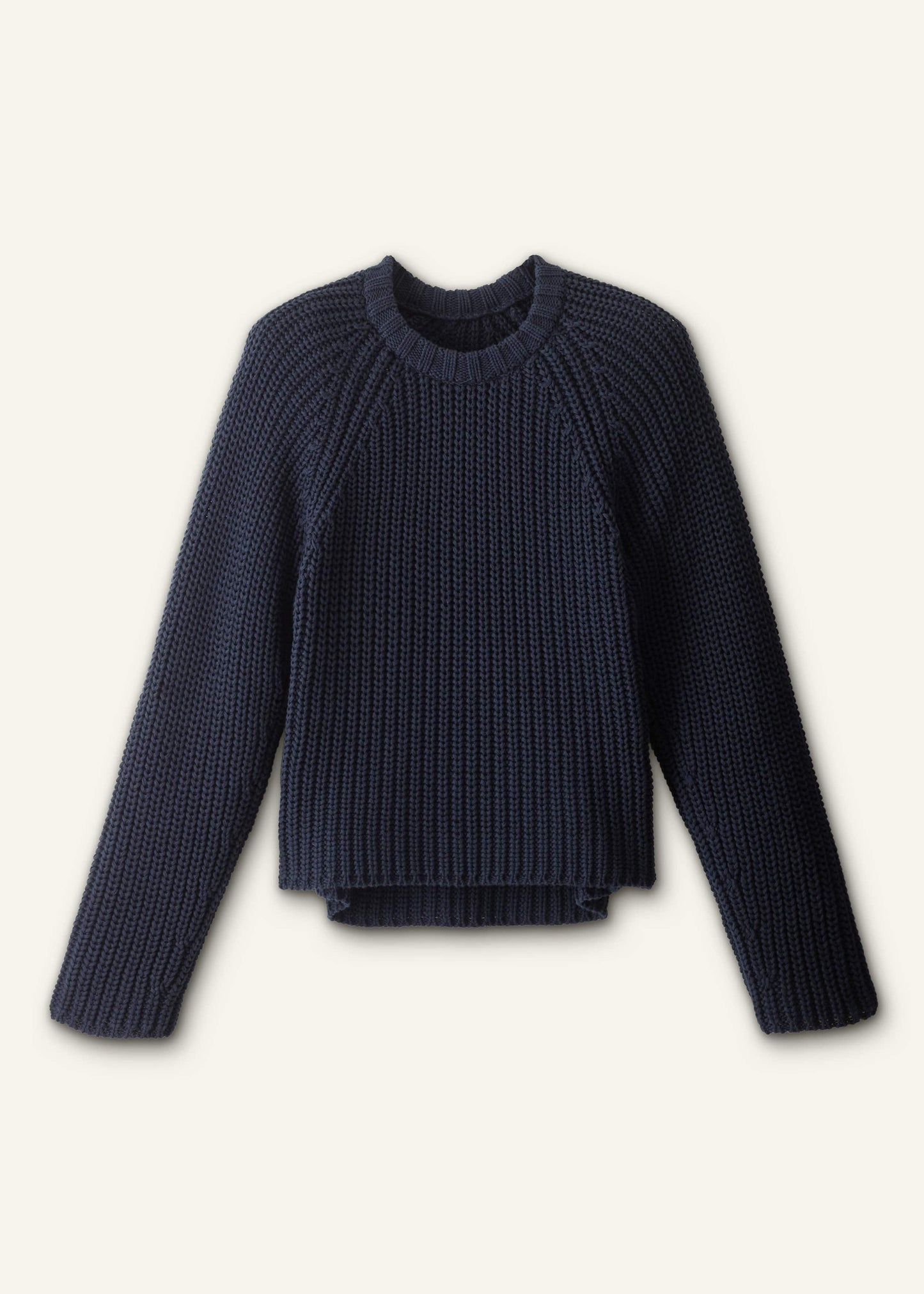 Navy Chunky Cotton Raglan Sweater