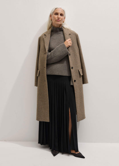 Brown Cashmere High Neck Relaxed Statement Sweater
