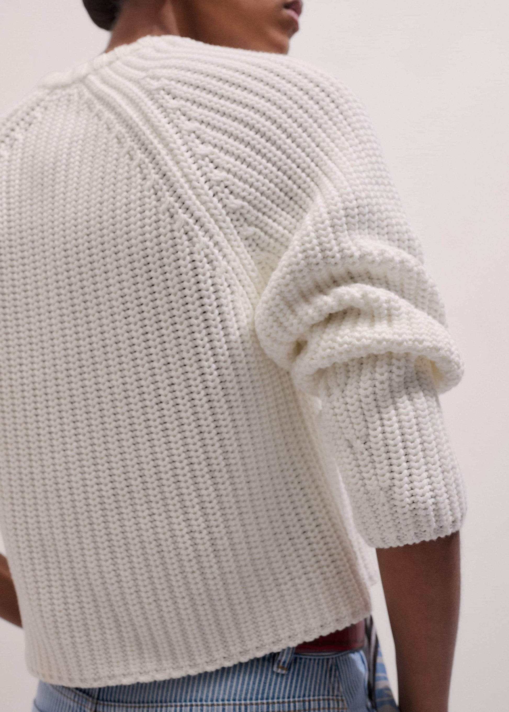 White Chunky Raglan Relaxed Weekend Sweater