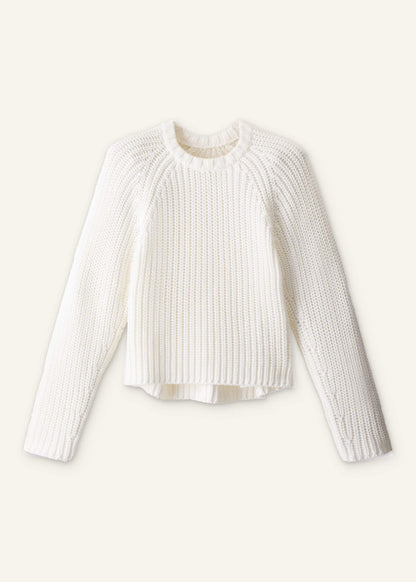 White Chunky Raglan Relaxed Weekend Sweater