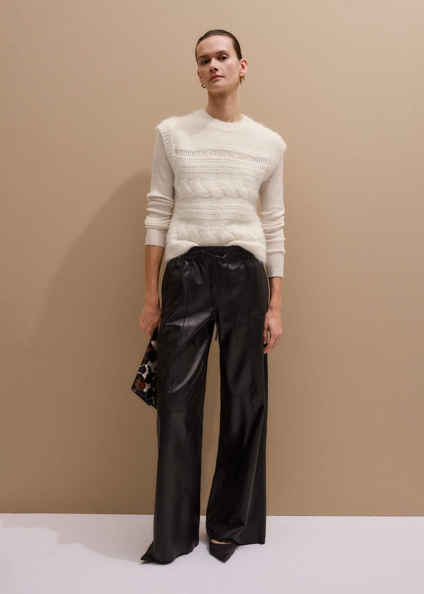 Cream Barely There Slim Rib Layering Sweater