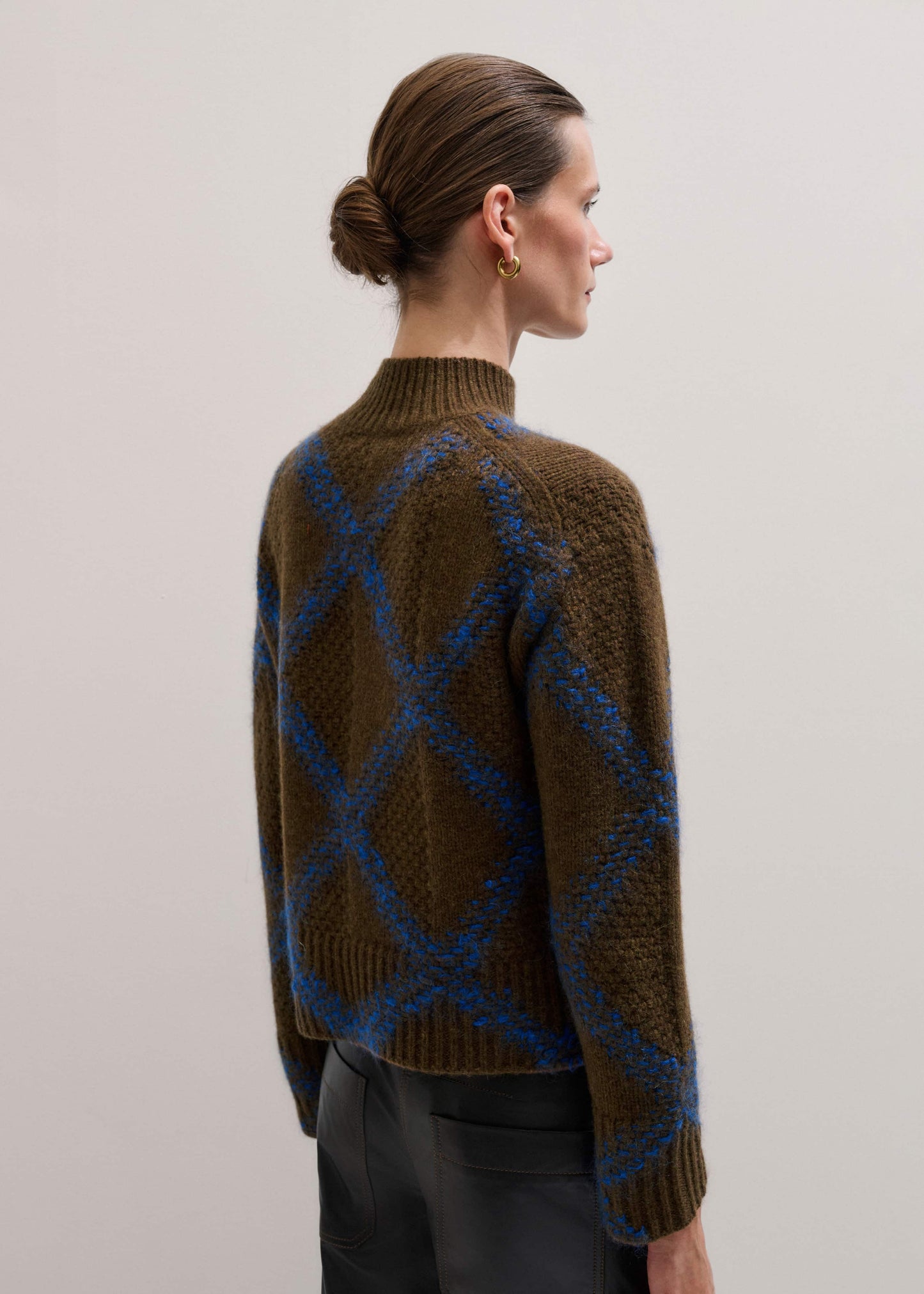 Green Merino Statement Textured Argyle Sweater
