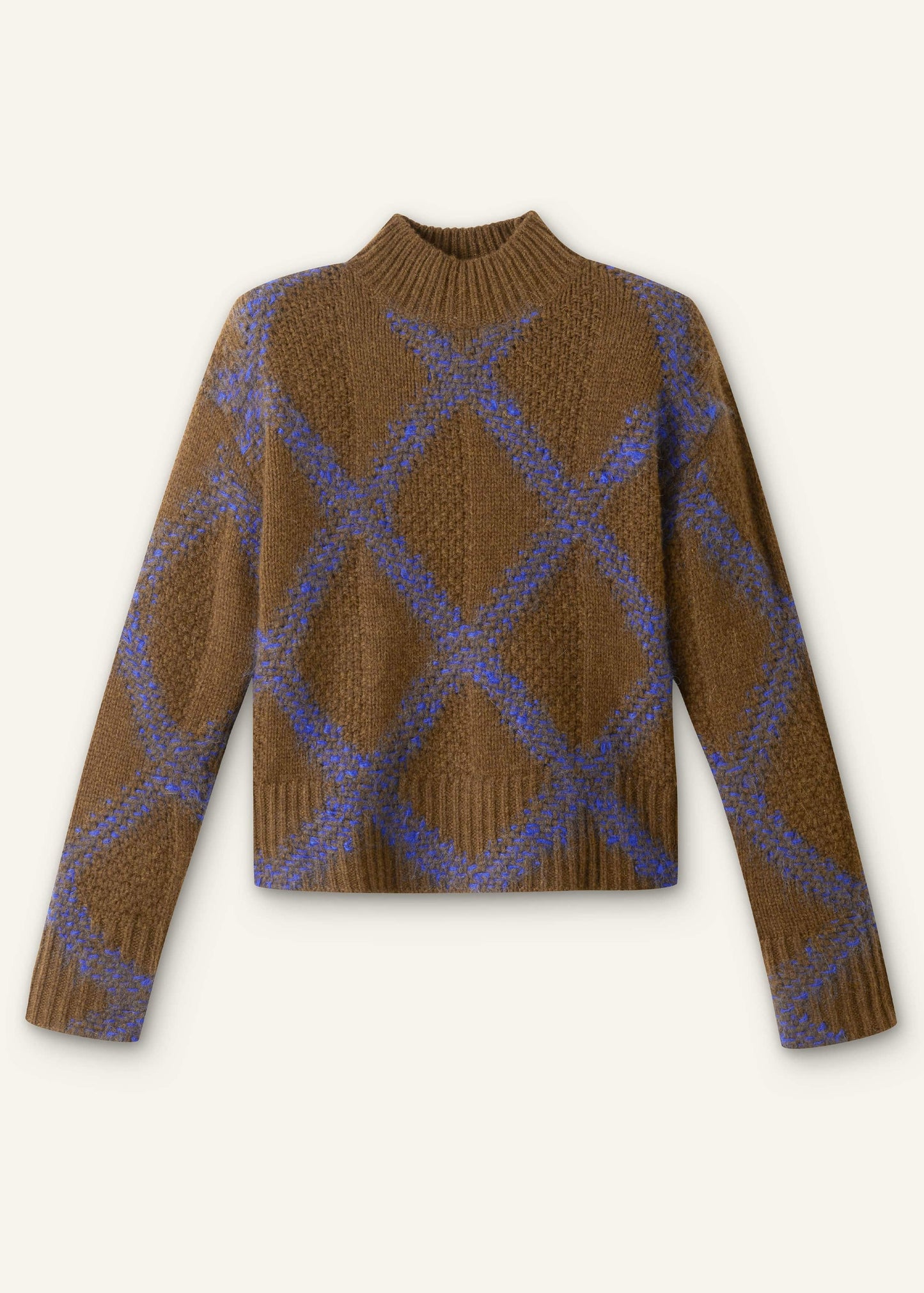 Green Merino Statement Textured Argyle Sweater