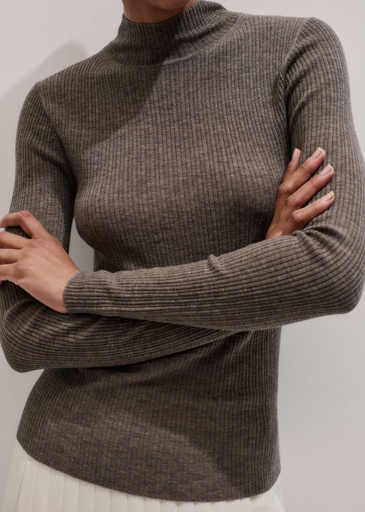 Brown Barely There Slim Layering Sweater