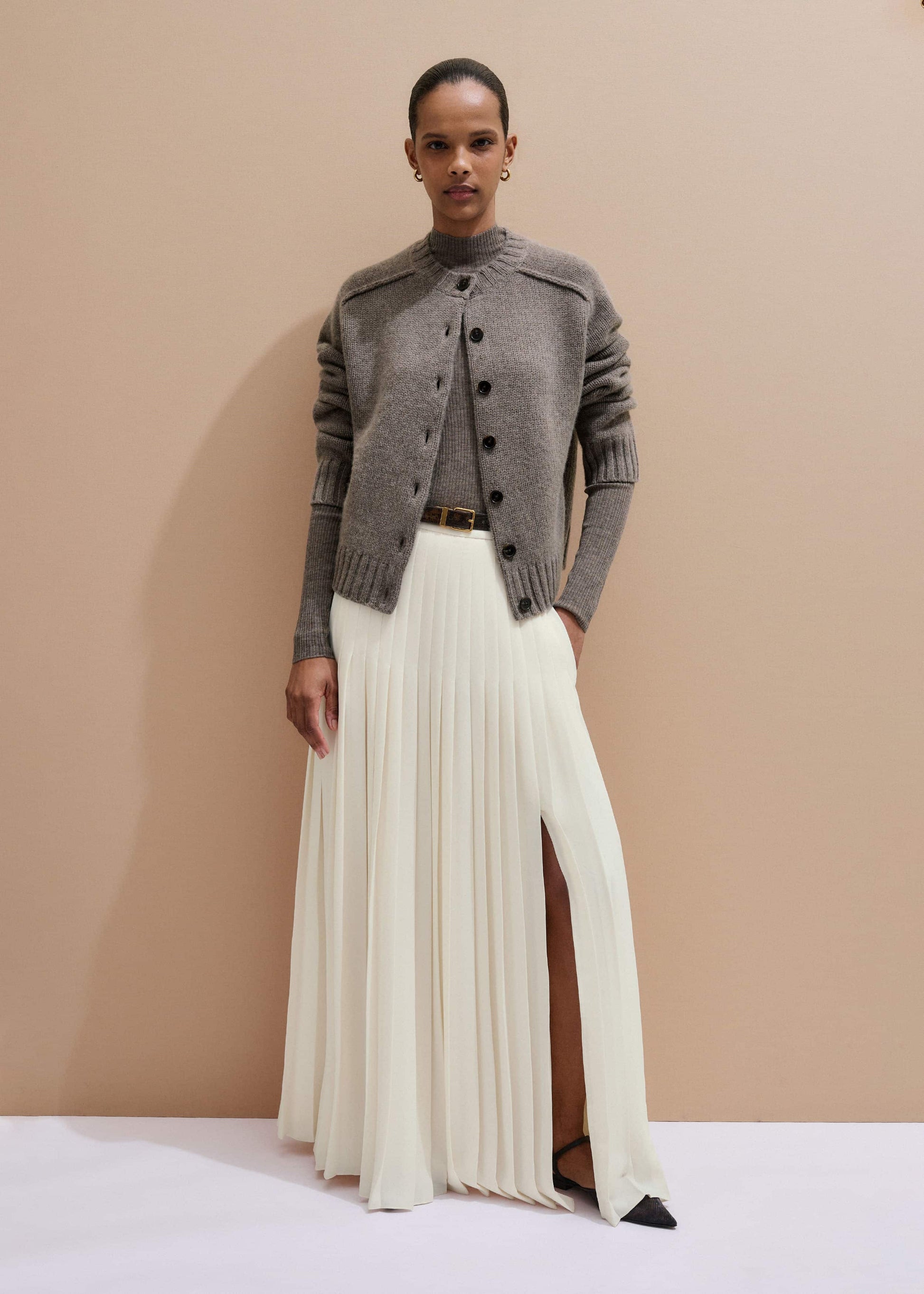 Brown Barely There Slim Layering Sweater