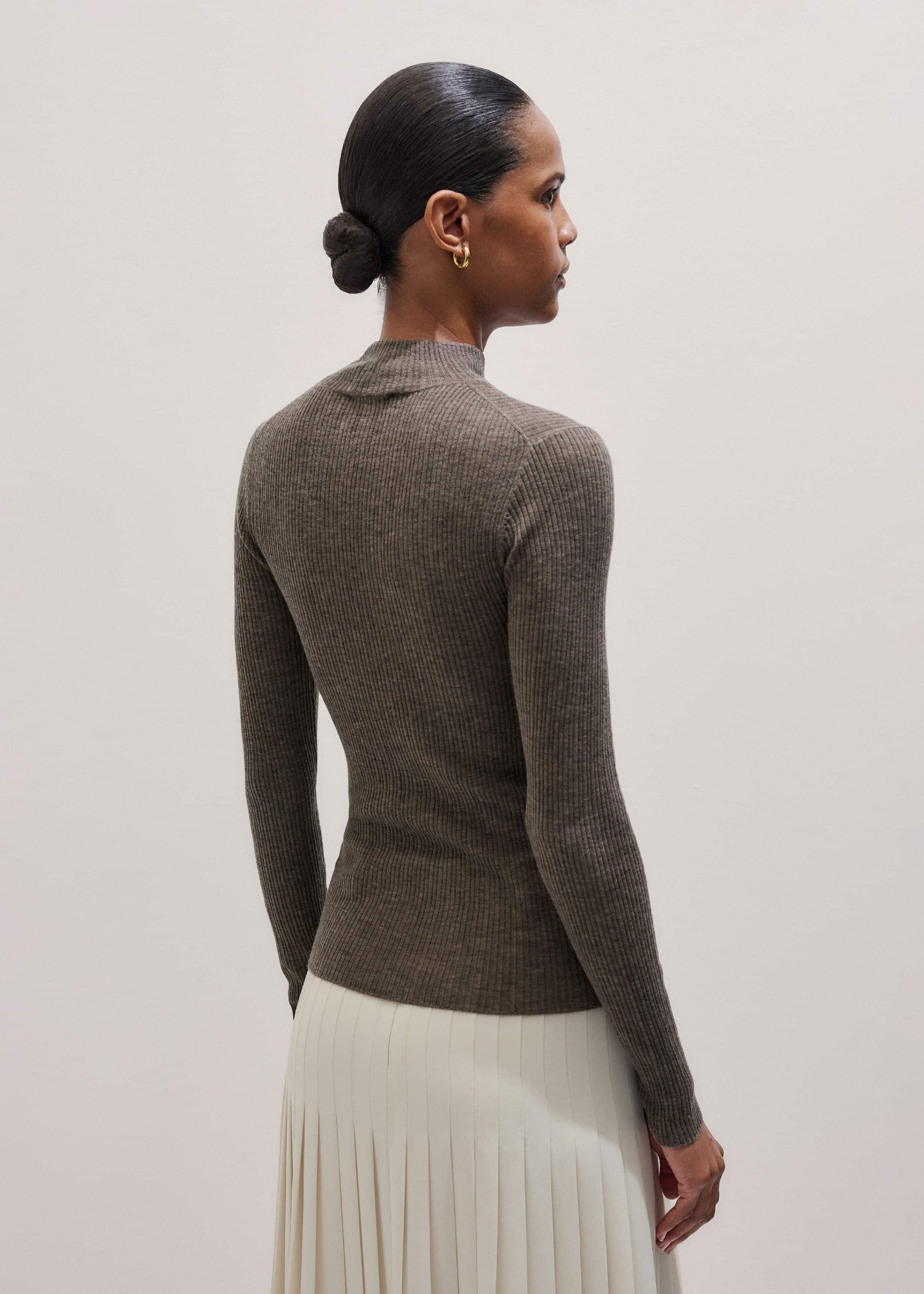 Brown Barely There Slim Layering Sweater