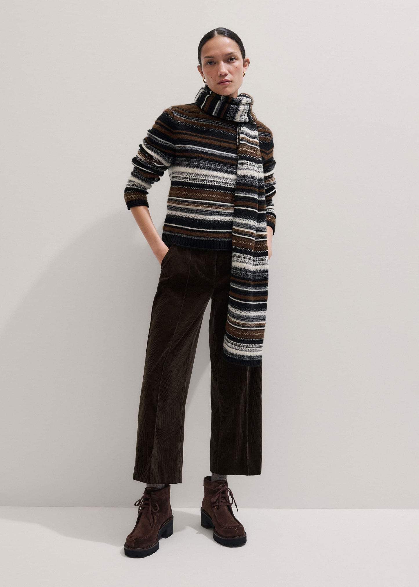 Black Textured Stitch Relaxed High Neck Sweater