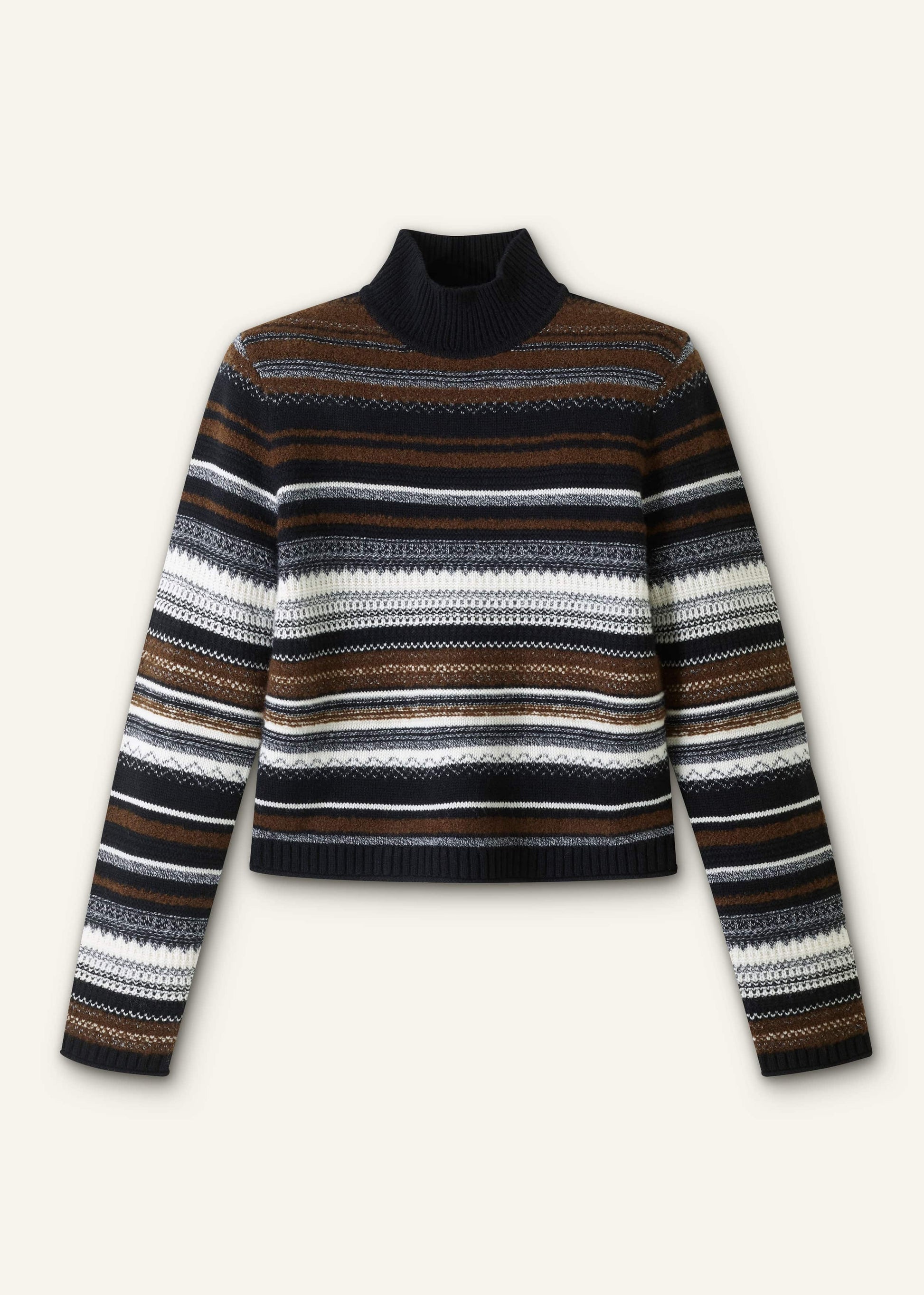 Black Textured Stitch Relaxed High Neck Sweater