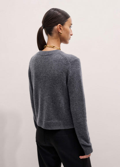 Gray Cashmere Relaxed Crop Sweater