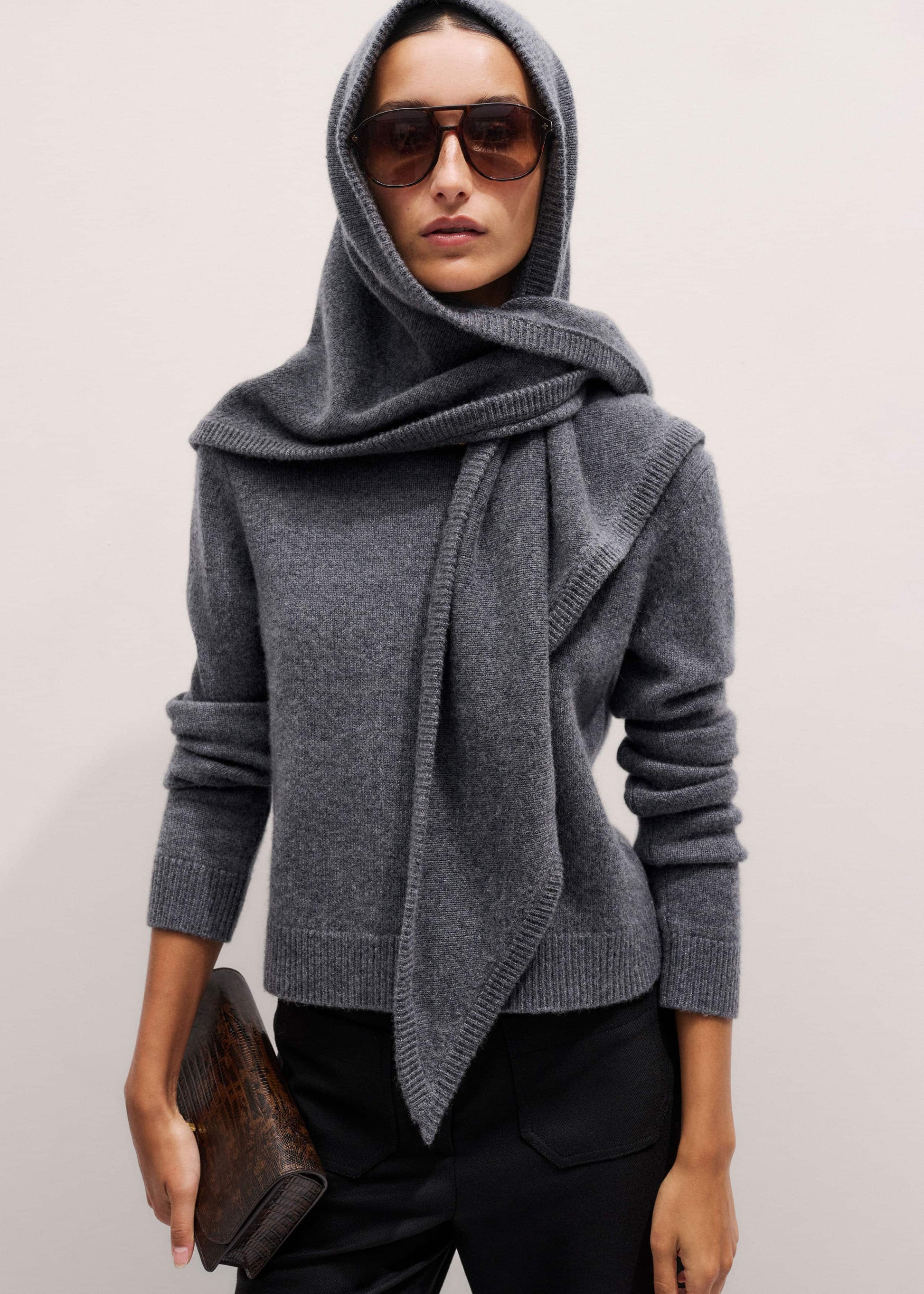 Gray Cashmere Relaxed Crop Sweater
