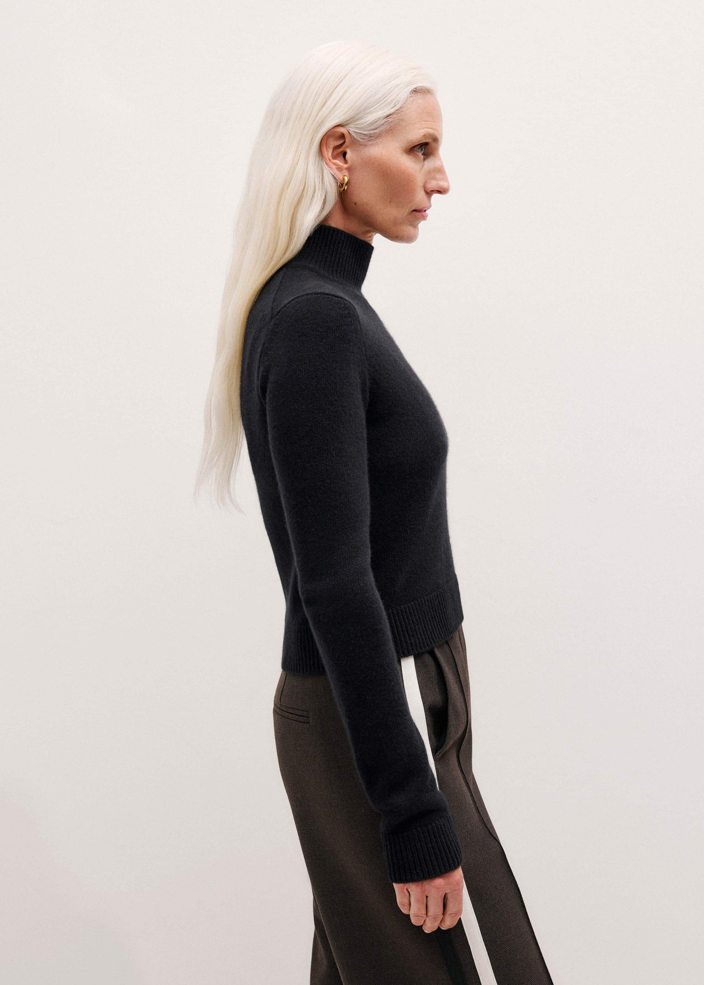 Black High Neck Crop Sweater