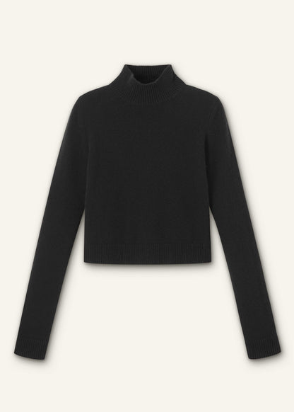 Black High Neck Crop Sweater