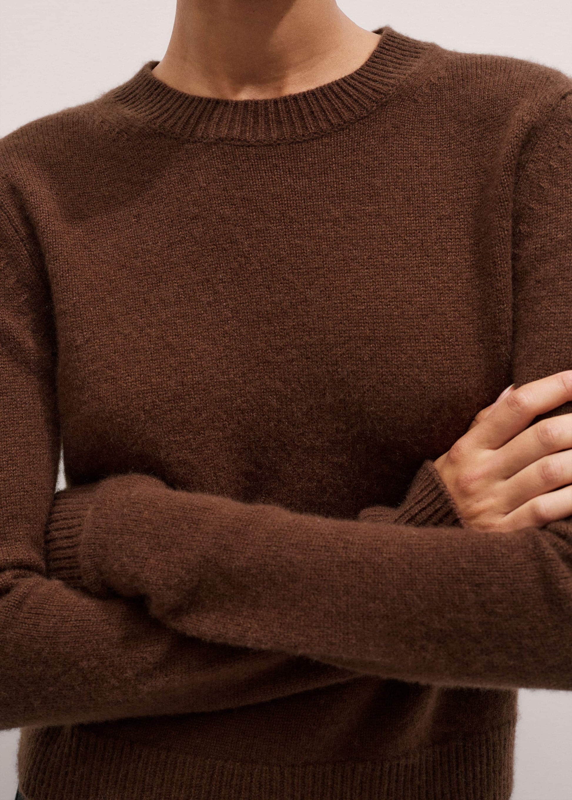 Brown Cashmere Relaxed Crop Sweater