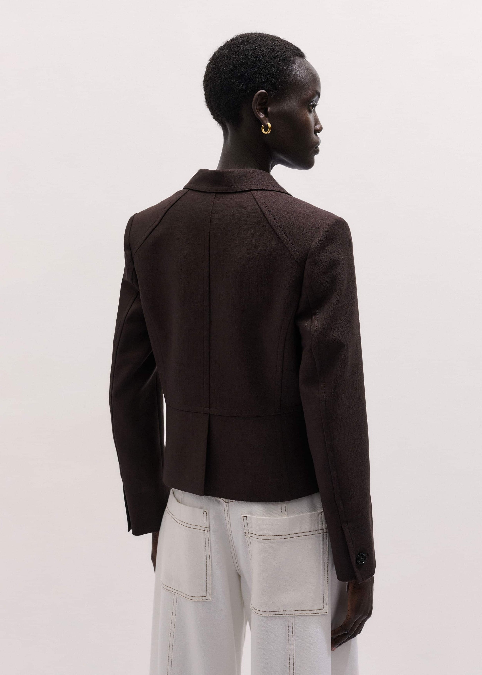 Brown Fitted Short Blazer