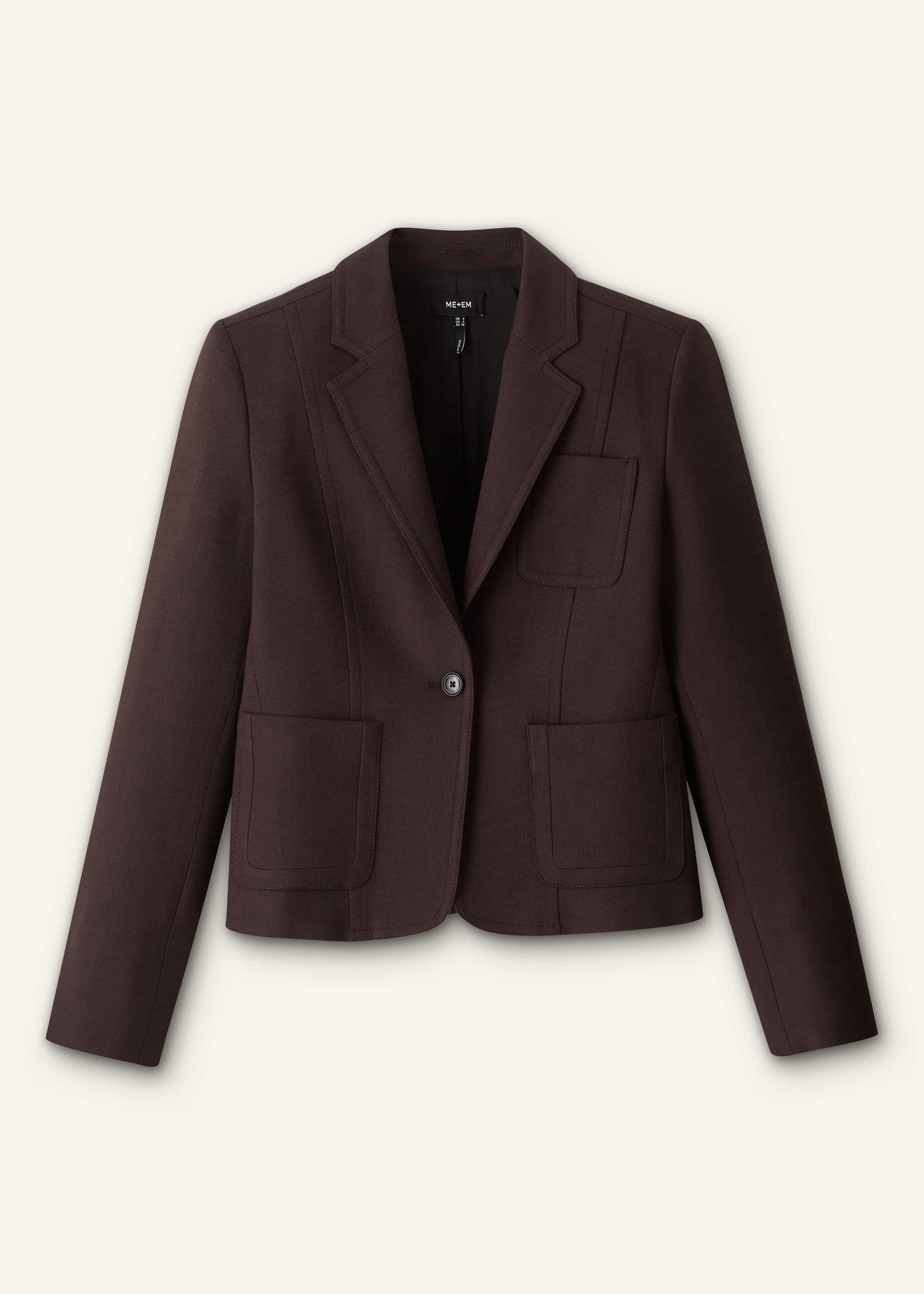 Brown Fitted Short Blazer