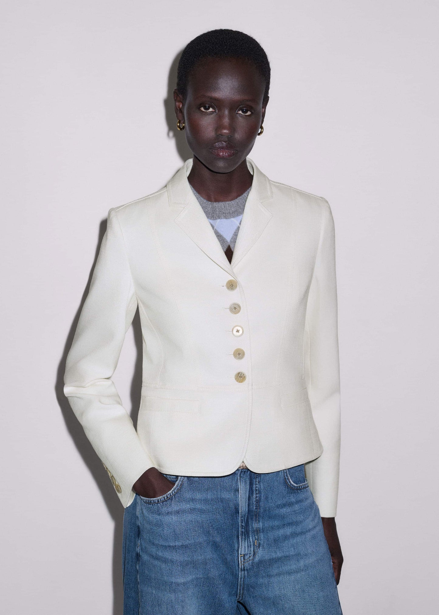 Ivory Fitted Utility Jacket