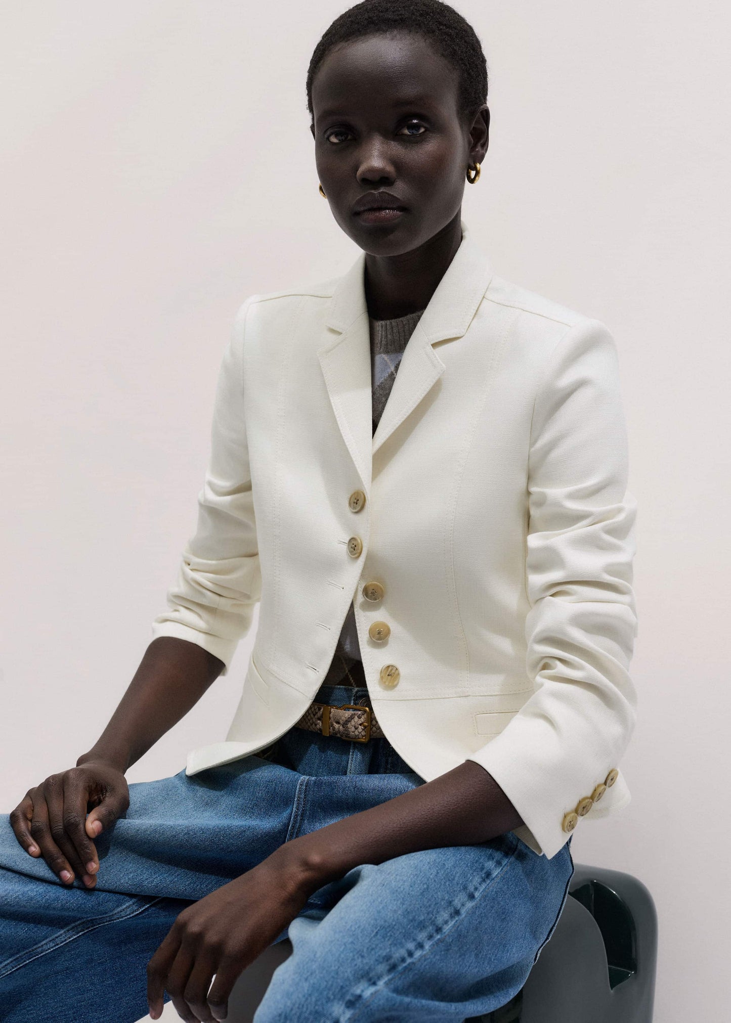 Ivory Fitted Utility Jacket