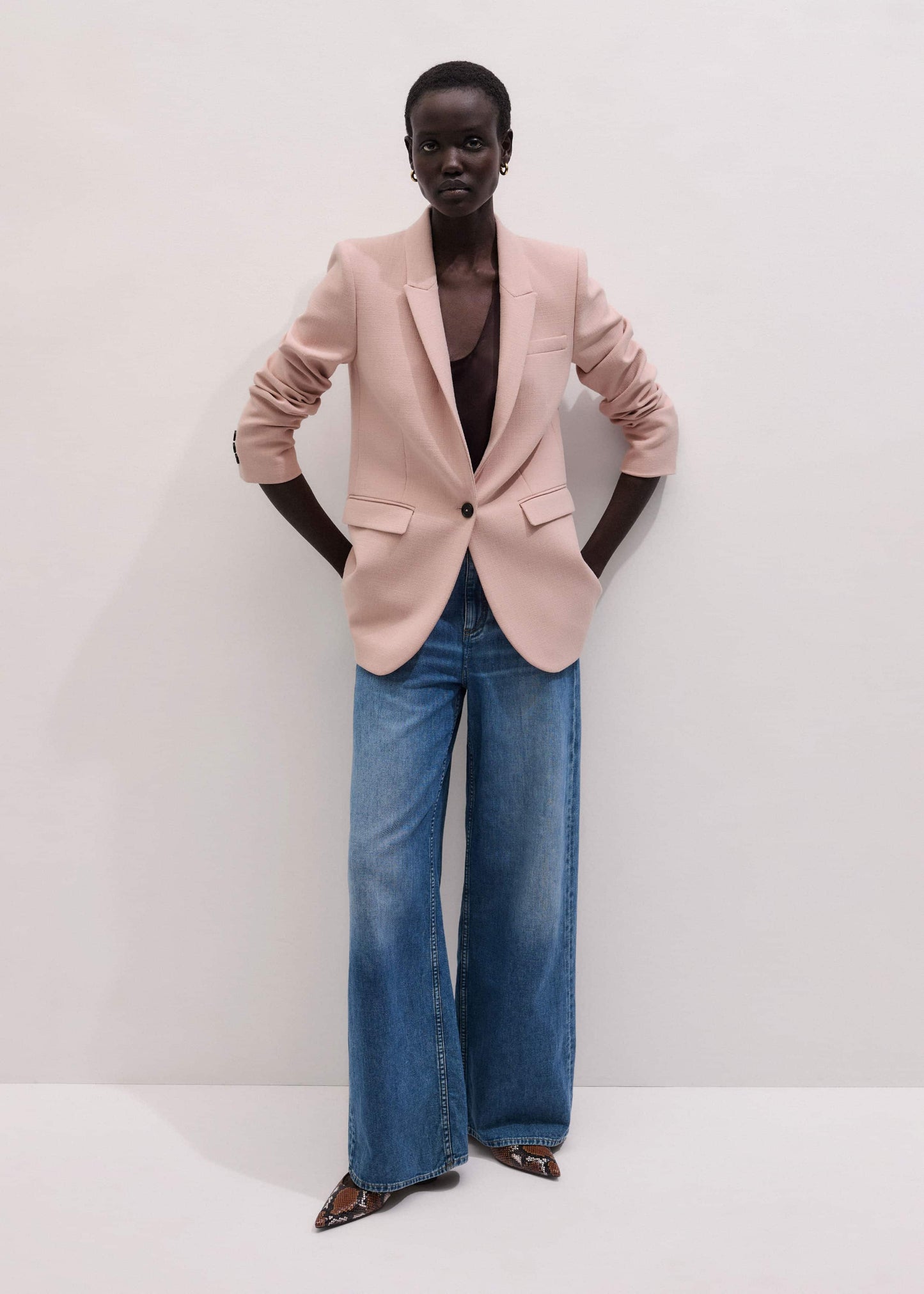Pink Sharp Shoulder Blazer