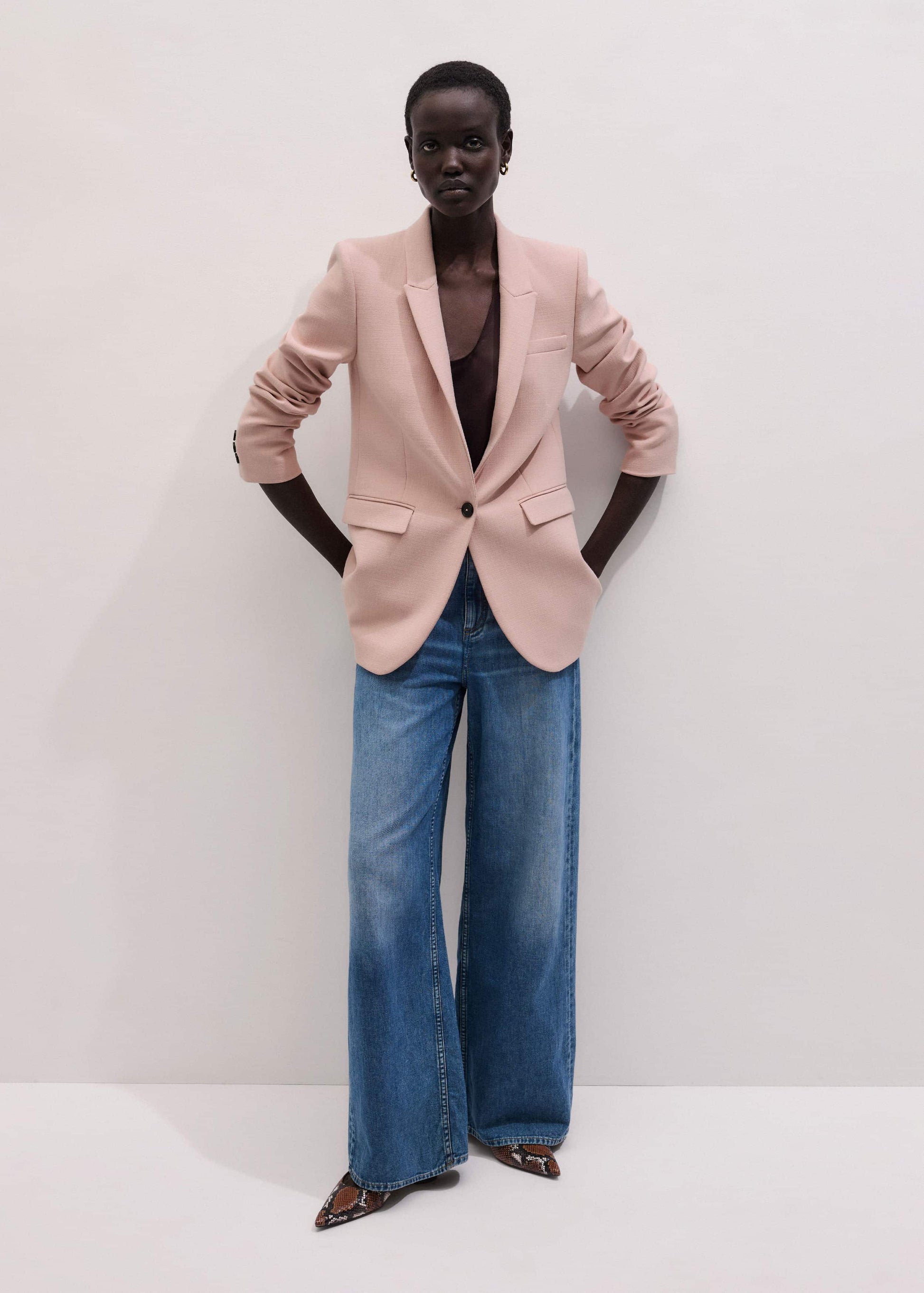 Pink Sharp Shoulder Blazer