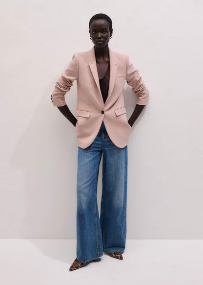 Pink Sharp Shoulder Blazer