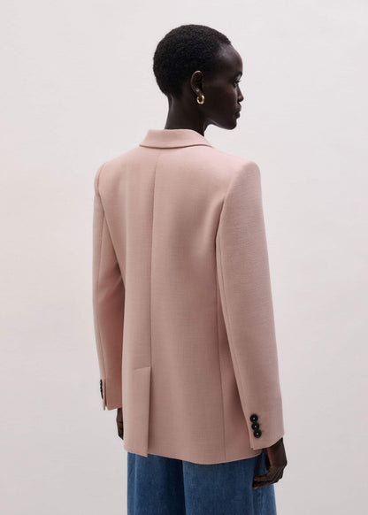 Pink Sharp Shoulder Blazer