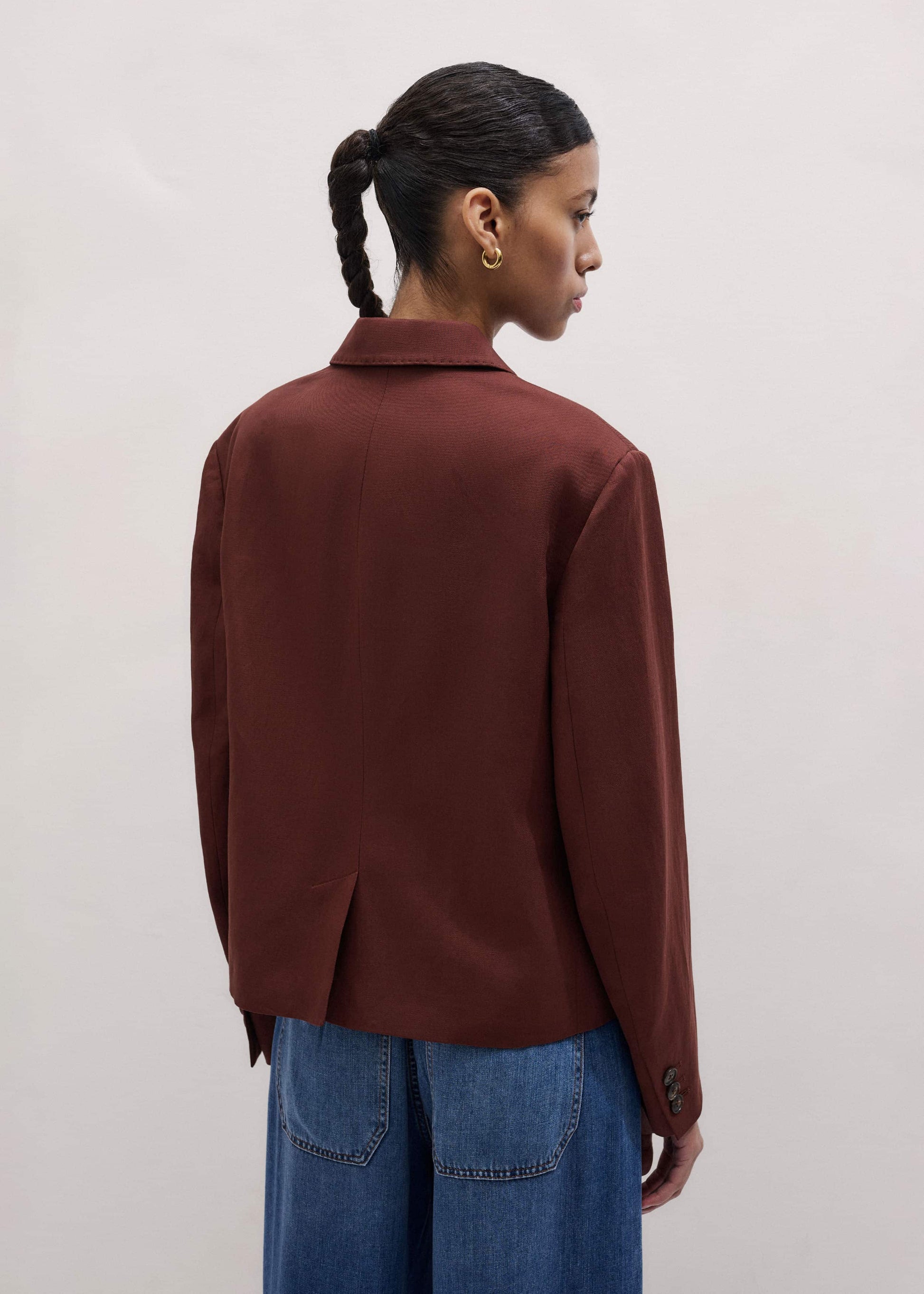 Cinnamon Brown Oversized Short Blazer