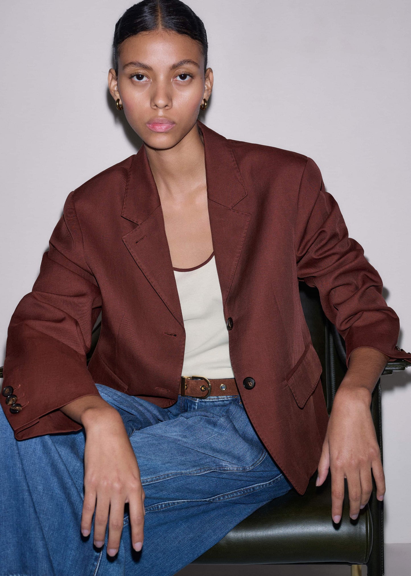 Cinnamon Brown Oversized Short Blazer