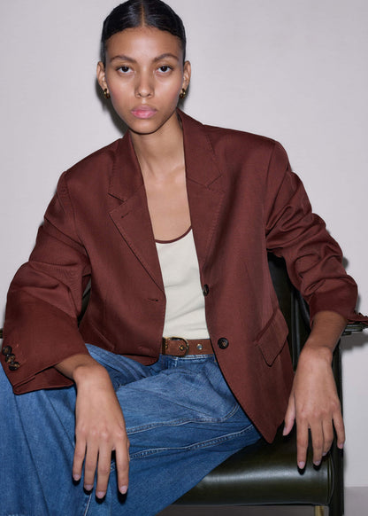 Cinnamon Brown Oversized Short Blazer
