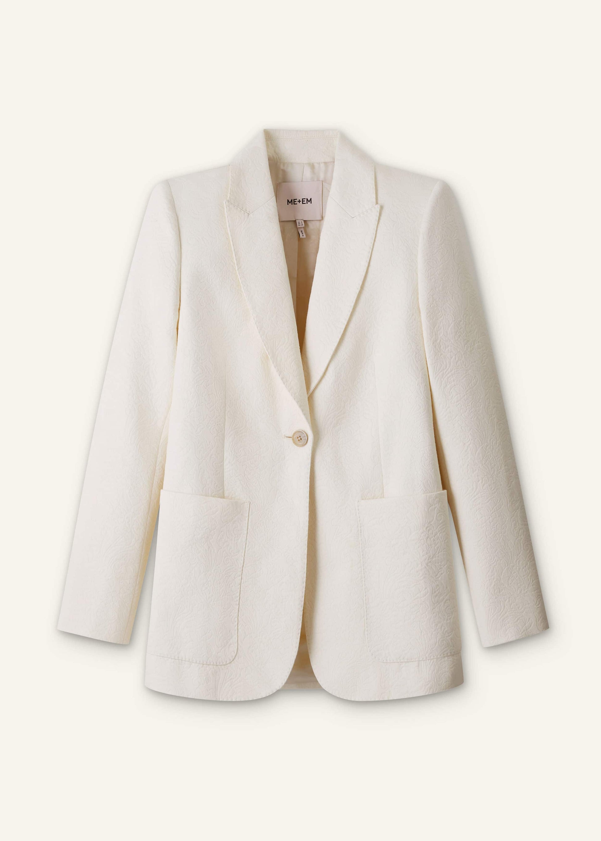 Ivory Luxe Jacquard Sharp Shoulder Blazer