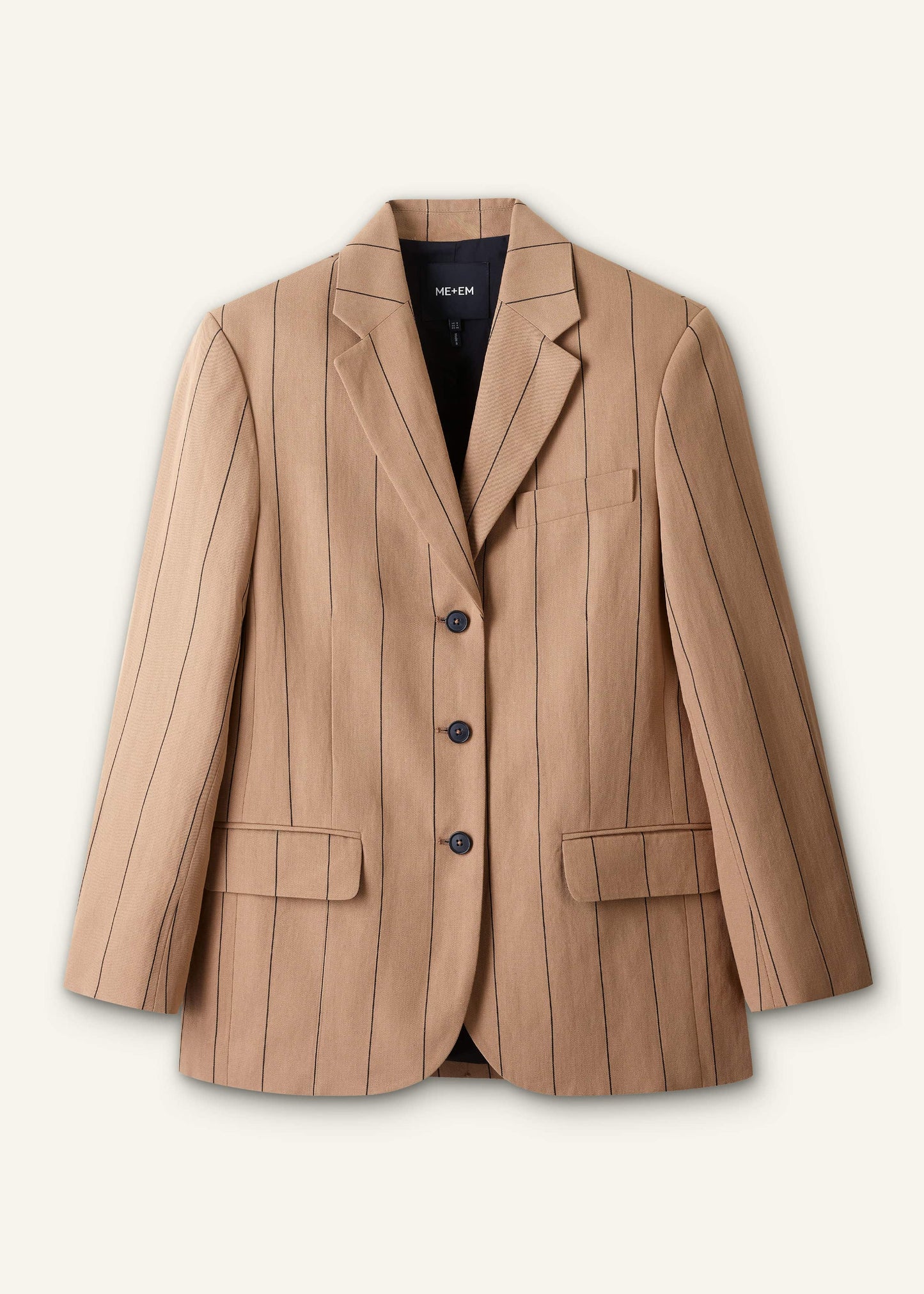 Tan Icon Intelligently Oversized Pinstripe Blazer