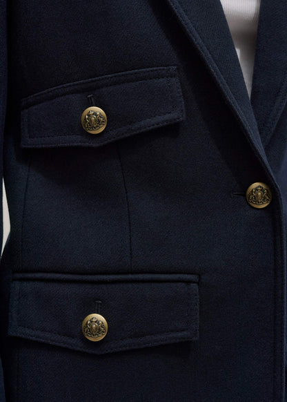 Navy Sharp Shoulder Blazer