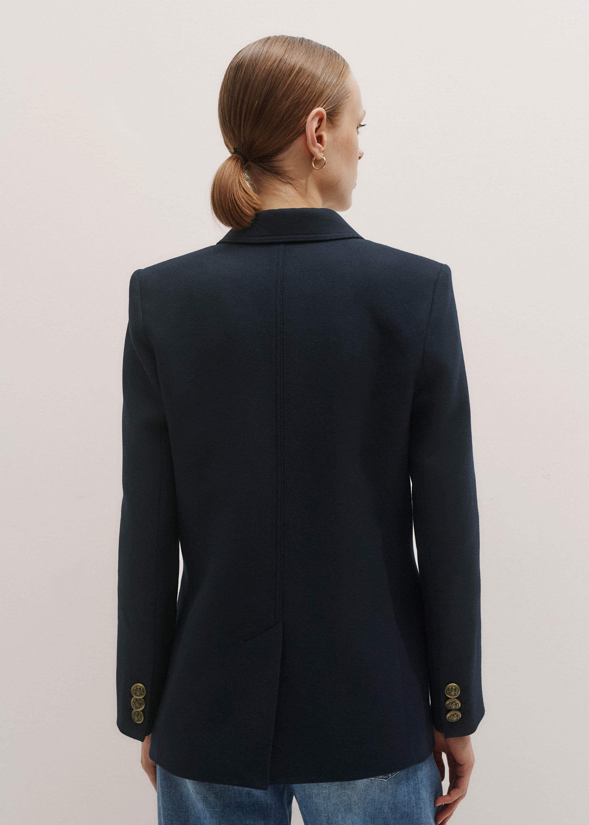 Navy Sharp Shoulder Blazer