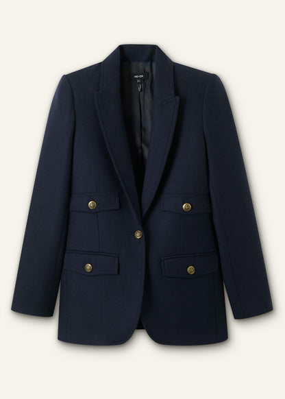 Navy Sharp Shoulder Blazer