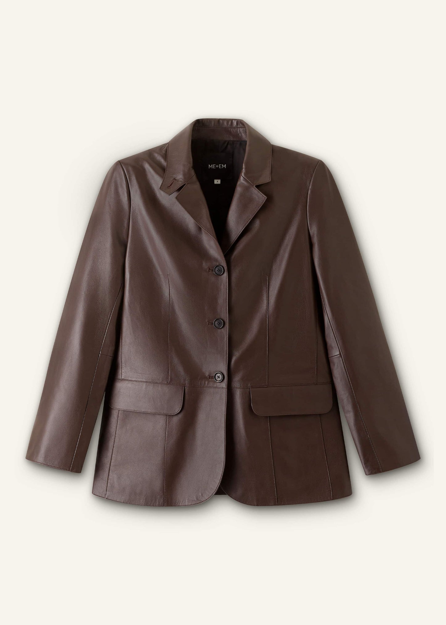 Brown Leather Luxe Relaxed Boyfriend Blazer