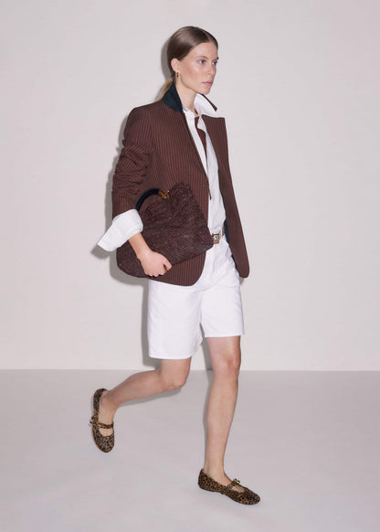 Cinnamon Pinstripe Sharp Shoulder Contour Blazer