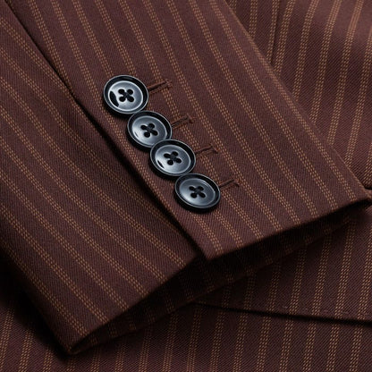 Cinnamon Pinstripe Sharp Shoulder Contour Blazer